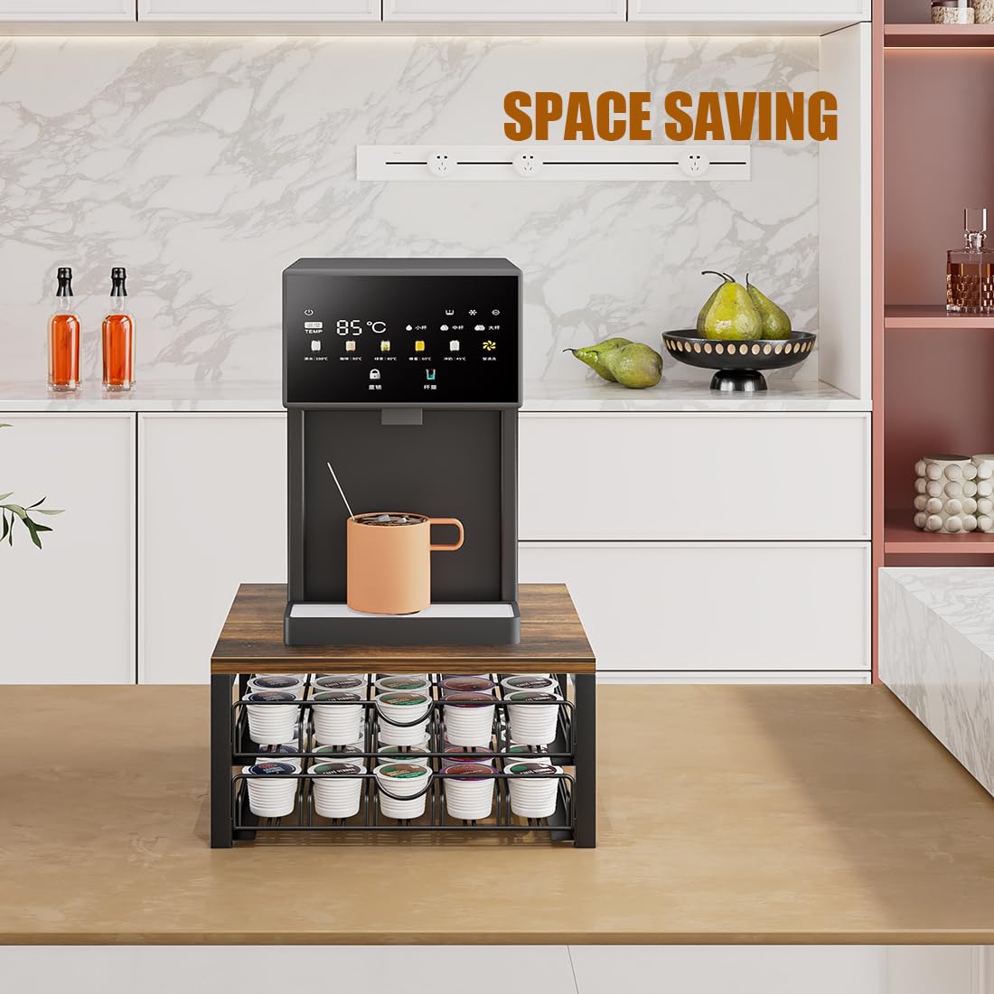Dazioter Coffee Pod Holder Drawer 2 Tier for K Cup Capsule Pods Storage Organizer Under Coffee Pot Storage Sliding Drawer (Black, 2 Tier)
