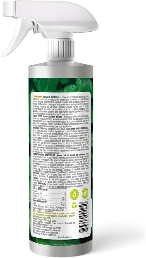 EcoVenger® Roach and Ant Killer - 16 oz | Kills on Contact | 4-Week Deterrent | Peppermint Scent | Safe for Kids and Pets