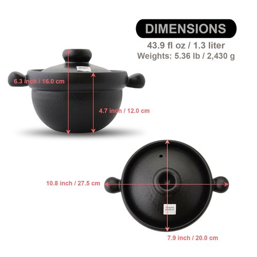 Banko Ware Rice Pot -Ground Product Series- Double Lid, Fluffy Rice, Donabe clay pot for, Microwave and Oven Safe, with English Manual, Made in Japan (1-2 servings)