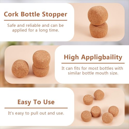 OLYCRAFT 8Pcs Wooden Cork Stoppers 1.2~1.5 Inch Cork Bottle Stoppers Wooden Tapered Corks Wood Lids Replacement Bottle Stopper Corks for Wide Mouth Bottle Glass Bottle Accessories - 1 Inch Thick