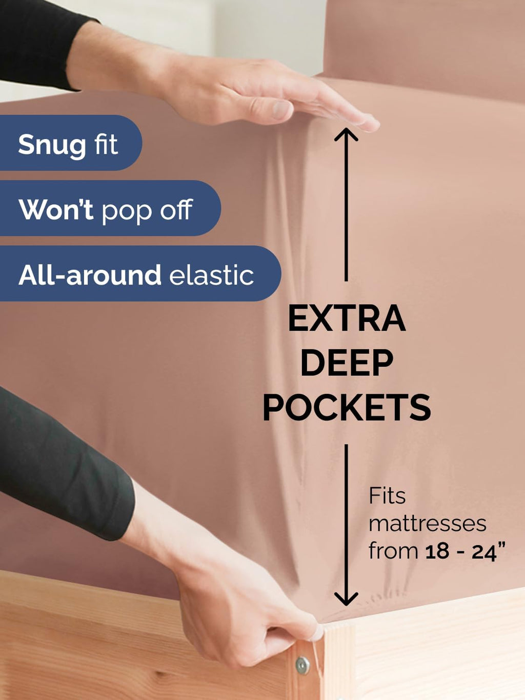 Skiennix Extra Deep Twin Sheet Set - 4 Piece Breathable Cooling Bedding - Soft Wrinkle-Free Mauve