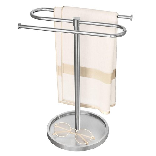 Hand Towel Holder, Stainless Steel Countertop Towel Stand for Bathroom, S-Shape Free Standing Towel Rack Bar Holds 2 Towels for Kitchen, Brushed Nickel