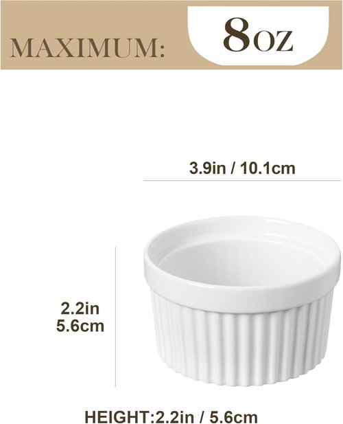 MALACASA Casserole Dishes - 8 oz Oven Safe Ramekins for Baking and Serving