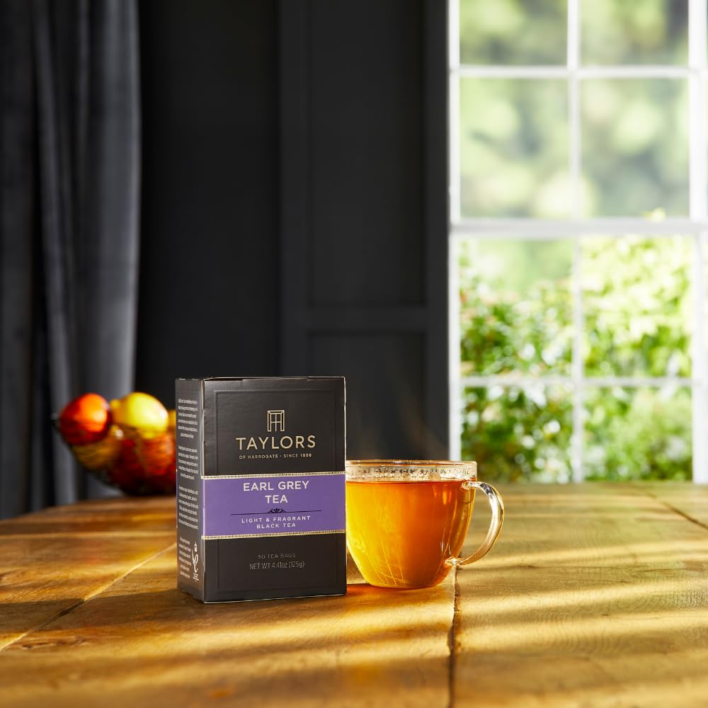 Taylors of Harrogate Earl Grey Black Tea - Fragrant & Delicate Pillow Bags, 50 Count