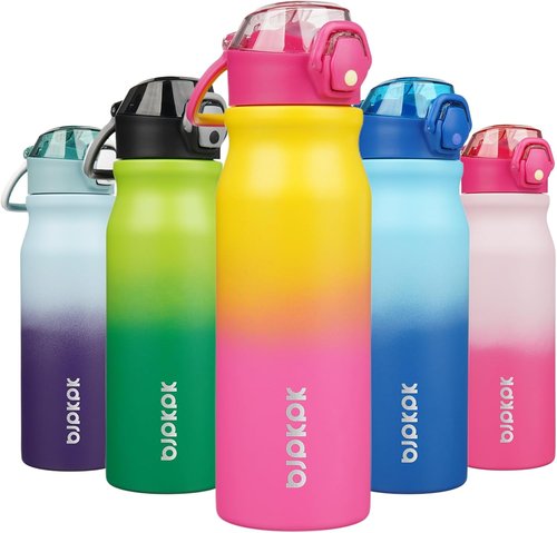 BJPKPK 25oz Insulated Water Bottle - Stainless Steel, BPA-Free, Leak-Proof, Rainbow Color