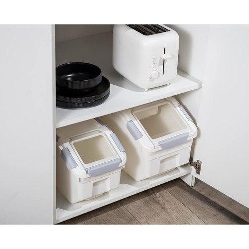 HANAMYA 25 Liter / 40 lbs Rice Storage Container with Measuring Cup, BPA free, For Rice | Grain | Pet Food | Flour, 2 count, White