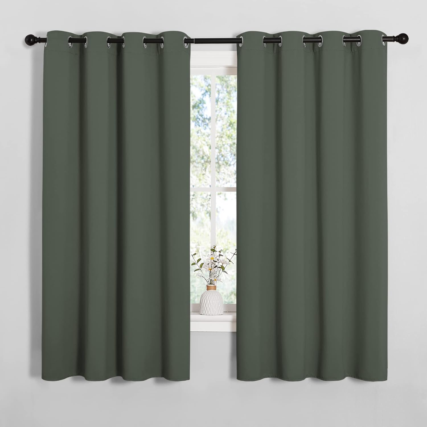 NICETOWN Thermal Insulated Blackout Curtains - Room Darkening Grommet Drapes, Dark Mallard, Set of 2 (55 x 68 Inches)