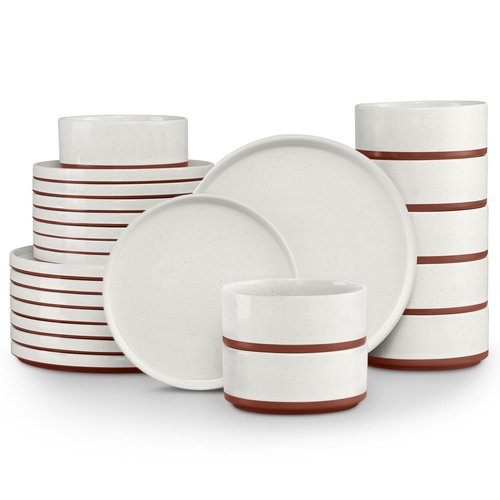 LIANYU 24 Pieces Porcelain Dinnerware Sets, Premium Plates and Bowls Set, High-Fired Ceramic Dishes Set for 8, Chip & Scratch Resistant, Microwave Dishwasher Safe, White