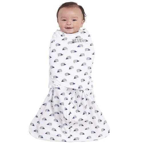 HALO Sleepsack Swaddle - 100% Cotton 3-Way Adjustable Wearable Blanket, Navy Hedgehog, Newborn (0-3 Months)