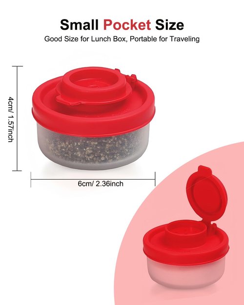 TooWoom Salt and Pepper Shakers with Moisture Proof Lids, Small Spice Dispenser for Sea Salt and Black Pepper, Mini Salt Shakers for Kitchen, Camping, Travel, Picnic and Lunch Boxes