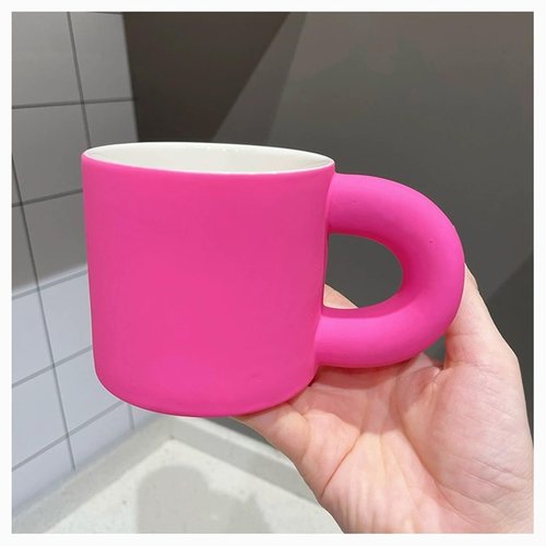 Exodmx Pink Ceramic Mug, 11oz Pink Coffee Cup with Soft-Touch and Dishwasher Safe