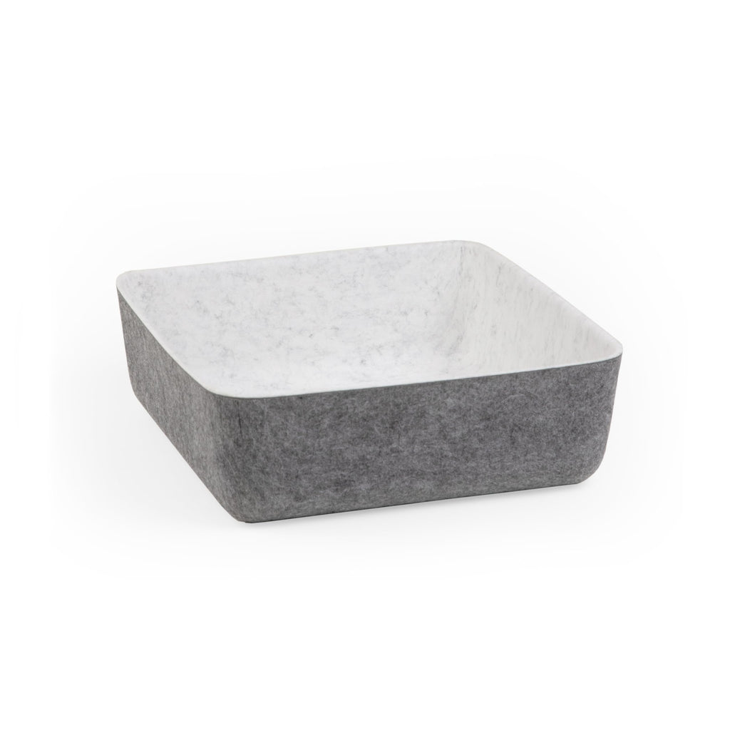 Three by Three Seattle felt·like·it!™ Small Cubby Storage Bin Set of 3 with Dividers – Eco-Friendly Recycled Felt Bins for Home & Office Organization, Charcoal