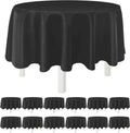 Black 12-Pack Plastic Tablecloths - 84" Round Disposable Table Covers for Parties and Events
