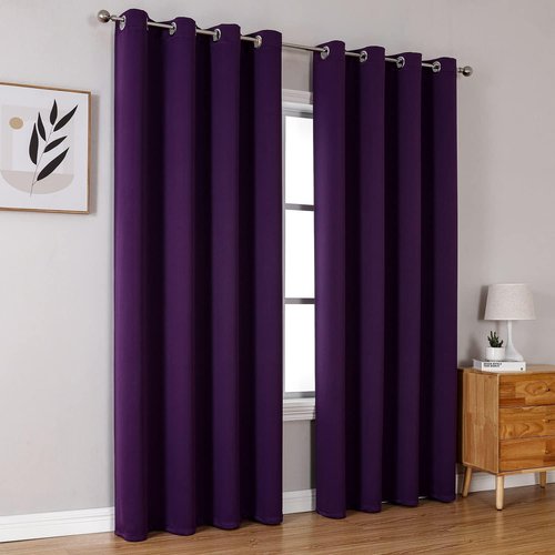 ChrisDowa Grommet Blackout Curtains - Thermal Insulated Room Darkening Panels, Royal Purple, 52W x 72L