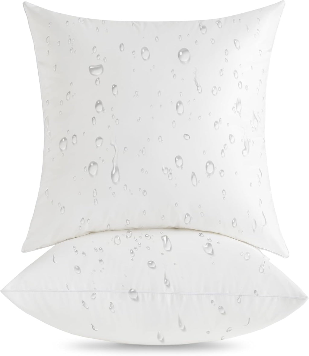 Oubonun 20x20 Outdoor Pillow Inserts - Waterproof Decorative Throw Pillows for Couch & Patio | Pack of 2 - White