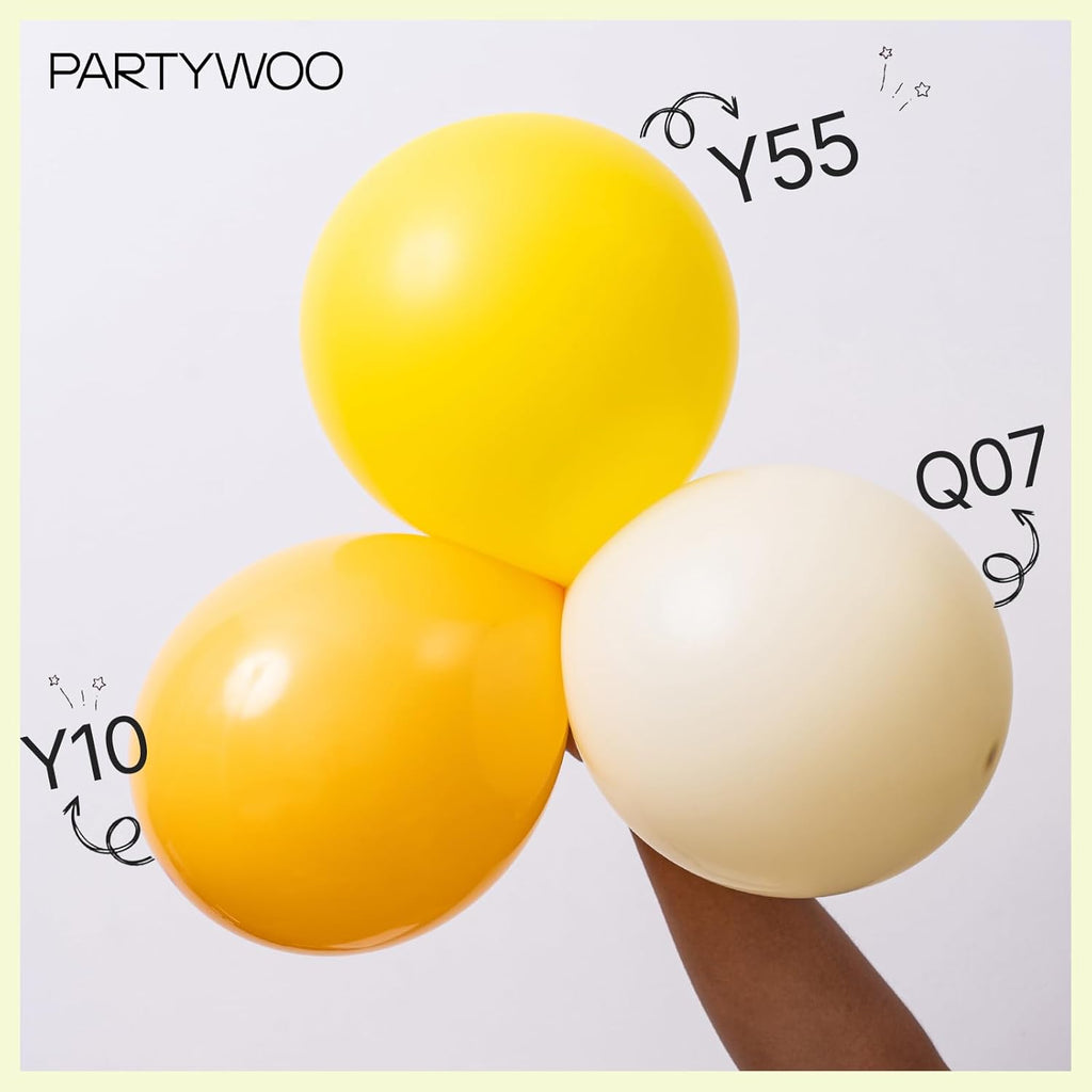 PartyWoo Pastel Yellow Balloons - 127-Piece Arch Kit for Baby Showers & Birthdays | 5-36 Inch Sizes