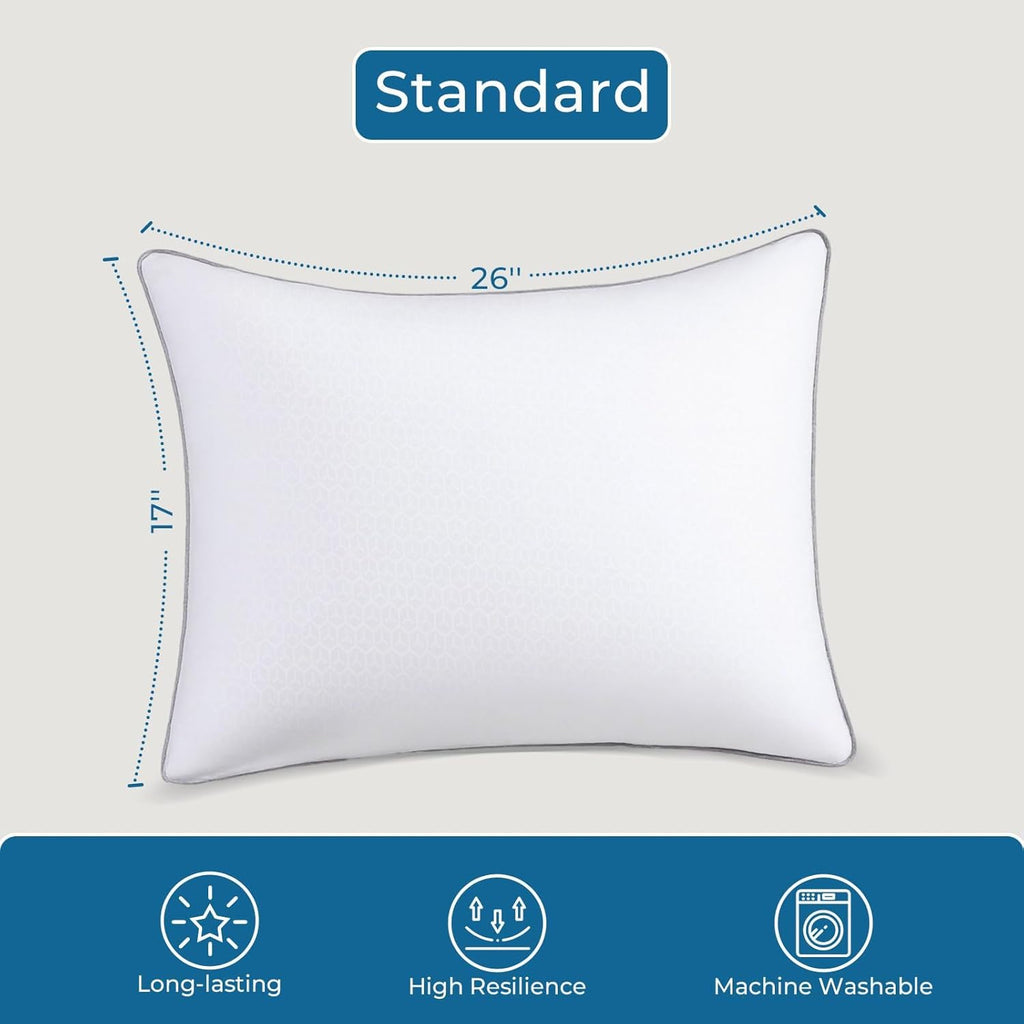 Sasttie Pillows | Standard Size Set of 4 - Oeko-Tex Certified Down Alternative, Hotel Quality, Machine Washable