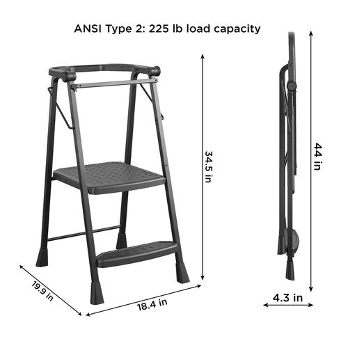 COSCO 2-Step Kitchen Stepper™ Adult Folding Step Stool, Kids Folding (Steel/Resin)