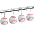CTOHN 12PCS Baseball Shower Curtain Hooks, Sports Stainless Steel Decorative Shower Hangers Rings for Bathroom Decor