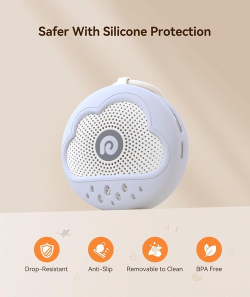 Dreamegg White Noise Machine - Portable Baby Sound Machine with 21 Soothing Sounds & Silicone Cover | Blue