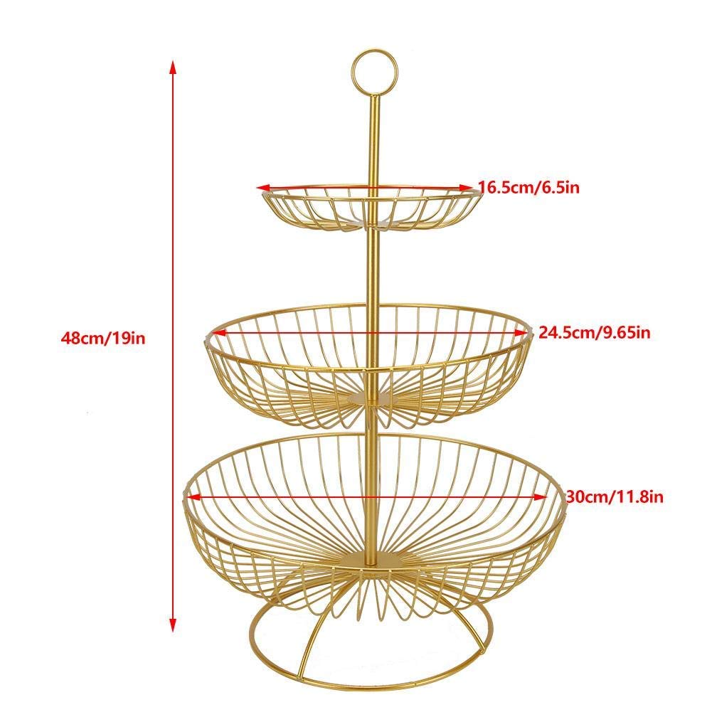 3-Tier Countertop Fruit Basket Bowl Storage Decorative Tabletop Bowl Stand Rust Proof Iron Fruit Basket Stand(2 #)