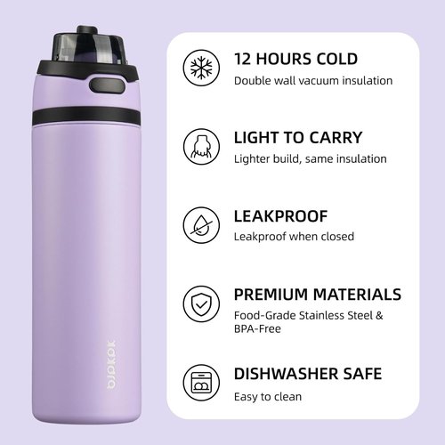 BJPKPK 25oz Insulated Water Bottle - BPA-Free Stainless Steel with Straw Lid & Carry Handle | Lavender