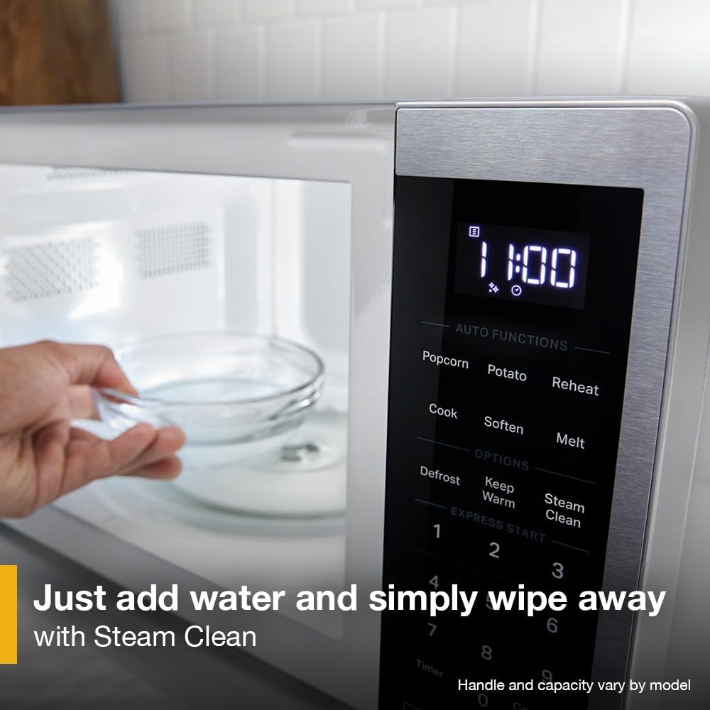 Whirlpool Countertop Microwave - 0.9 Cu. Ft, 900 Watt, Steam Clean - Sleek Black Finish