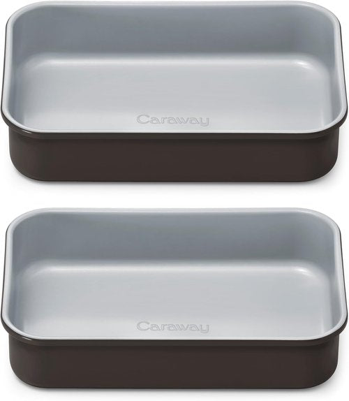 Caraway Nonstick Baking Pan Duo - 9” x 6.5” Deep Ceramic Casserole Dish - Non-Toxic, Aluminized Steel - Black
