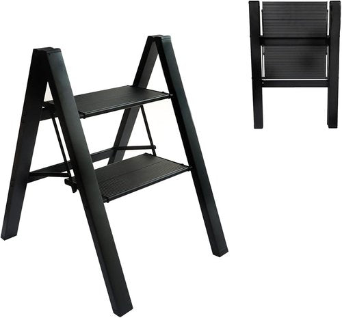 Foldable 2-Step Stool - Ultra-Lightweight Design with Wide Pedals & 330lbs Capacity | Ideal for Home & Office Use