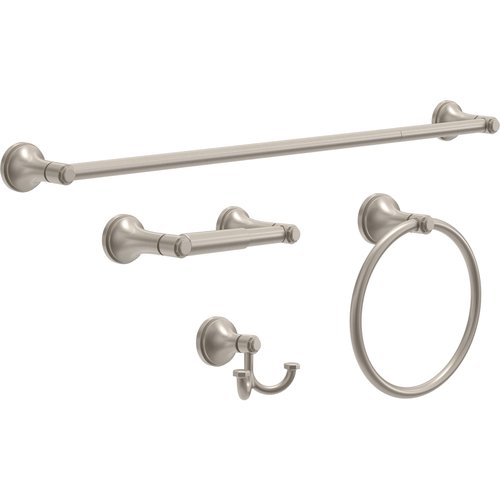 Franklin Brass Woodruff (1-Pack) 18'' Towel Rack w/ 6" Extender for Bathroom Satin Nickel Towel Bar for Bathroom Wall Mounted Towel Holder Rod WDRF26-SN
