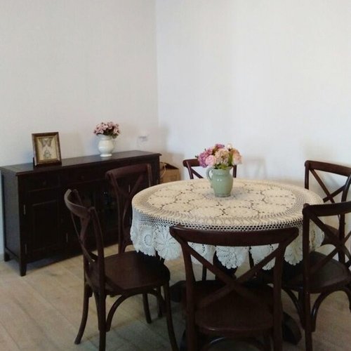 YIZUNNU Beige Round Handmade Crochet Tablecloth Cotton Lace Table Doilies (59")
