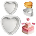TAOUNOA Heart Shaped Cake Pans 6 Inch and 8 Inch Set of 2 Aluminum Heart Cake Pans with Removable Bottoms for Baking Romantic Desserts