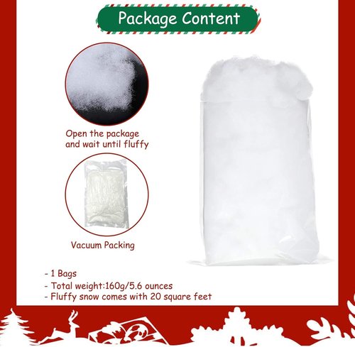 Apragaz Artificial Snow Decoration - Fluffy, Flame Resistant Indoor Snow for Christmas Decor | 5.6 OZ
