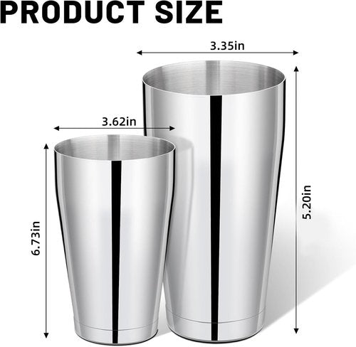 Mwellewm 8 Pcs Cocktail Shaker Boston Shaker Set Professional Bartender Kit Bar Stainless Steel Drink Shaker Bartending Martini Tin with 18oz & 28oz Mixed Alcohol Tool for Beginner(Silver)