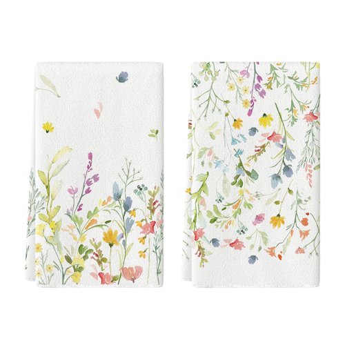 Artoid Mode Wildflower Floral Spring Kitchen Towels Dish Towels, 18x26 Inch Farmhouse Summer Decoration Hand Towels Set of 2