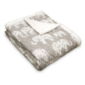 Lush Decor Elephant Parade Sherpa Throw Blanket 50" W x 60" L, Soft Gray - Elephant Blanket for Kids - Plush Throw Blankets for Bed - Couch Blankets