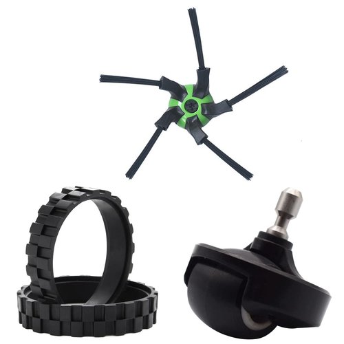DrAer Replacement Parts Compatible with iRobot Roomba S Series S9 (9150) S9+ S9 Plus (9550) Robot Vacuum Cleaner Accessories: 1 Front Ball Caster, 2 Wheel Tires, 1 Side Brush