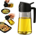 Glass Olive Oil Sprayer by [Brand Name] - 16oz 2-in-1 Dispenser for Cooking, Air Fryer & BBQ - Black
