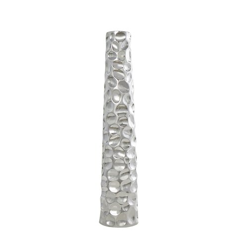 Deco 79 Ceramic Decorative Vase Geometric Bubble Centerpiece Vase with Concaved Circles, Flower Vase for Home Decoration 8" x 8" x 39", Silver