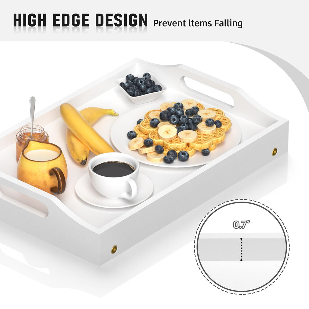 Mayyol Breakfast Bed Tray for Eating - Foldable Food Laptop Table - Portable Bamboo Raised Serving Tray - Snack Platter with Folding Legs, Eating for Bedroom, Picnic, Sofa - Black