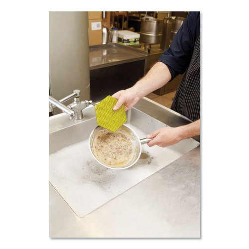 Scotch-Brite 96HEX Dual Purpose Scour Pad – 5" x 5", Gray/Yellow, 15-Pack, Heavy-Duty Scrubbing with Ergonomic Hexagon Shape