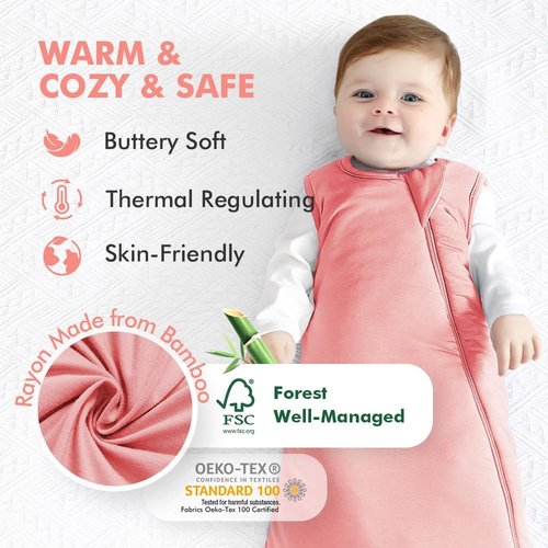 HAPIU Baby Sleep Sack - Unisex Bamboo Rayon, 2-Way Premium Zipper, TOG 1.0 | Comfortable Wearable Blanket