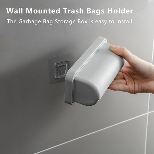 Trash Bag Dispenser Roll Holder, Wall Mounted, Self-Adhesive, for Bathrooms, Kitchens