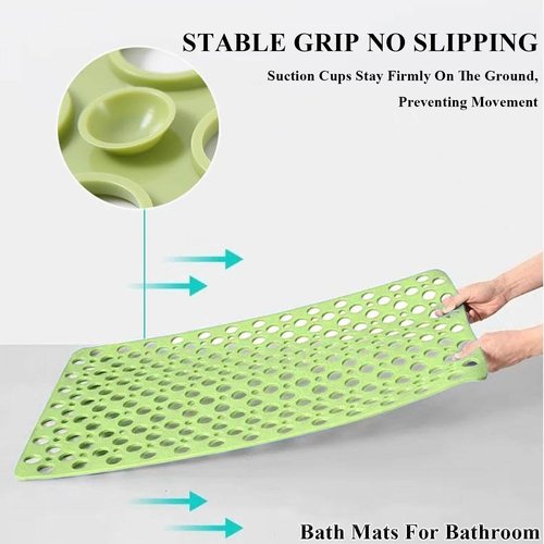 Casa and Beyond Shower Mat, Secure Shower Mats Easy to Clean, Showers Mat with Suction Cup, Washable Non-Slip Bathtub Mats for Inside Showers (Grey,27.6 * 15 in)