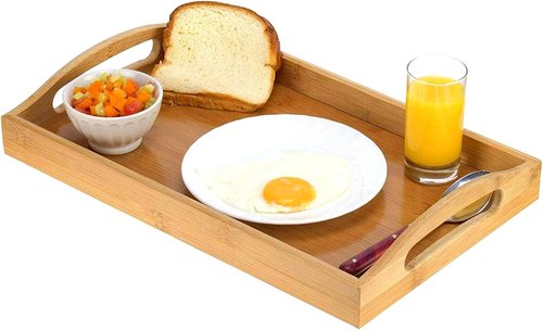 Home It Bamboo Ottoman Tray - Large Handles for Easy Serving | Perfect for Coffee Table, Breakfast, or Parties