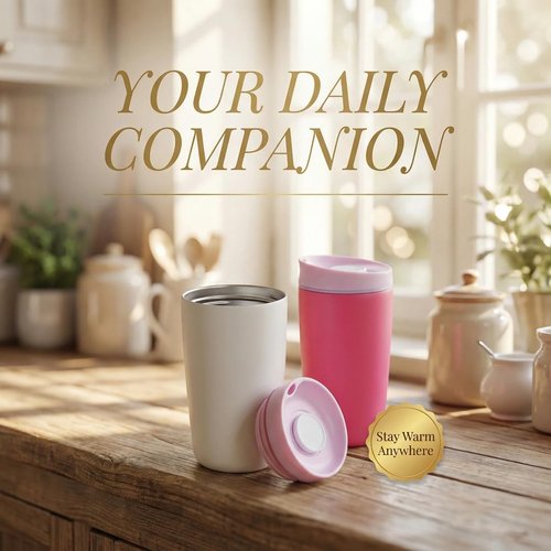 12 oz coffee tumbler Insulated coffee mug with lid SliderInsulated Stainless Steel Coffee Tumbler, Travel Mug for Hot and Iced Beverages,insulated travel coffee mug Pink with Brown Lid (white)