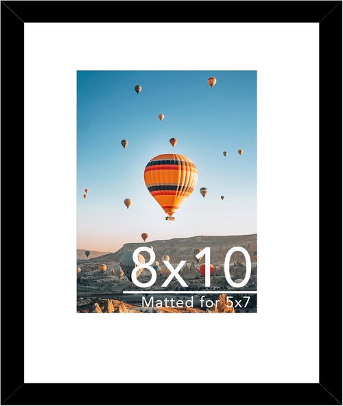 8x10 Black Picture Frame by [Brand Name] - Versatile Wall Hanging & Tabletop Display with 5x7 Mat