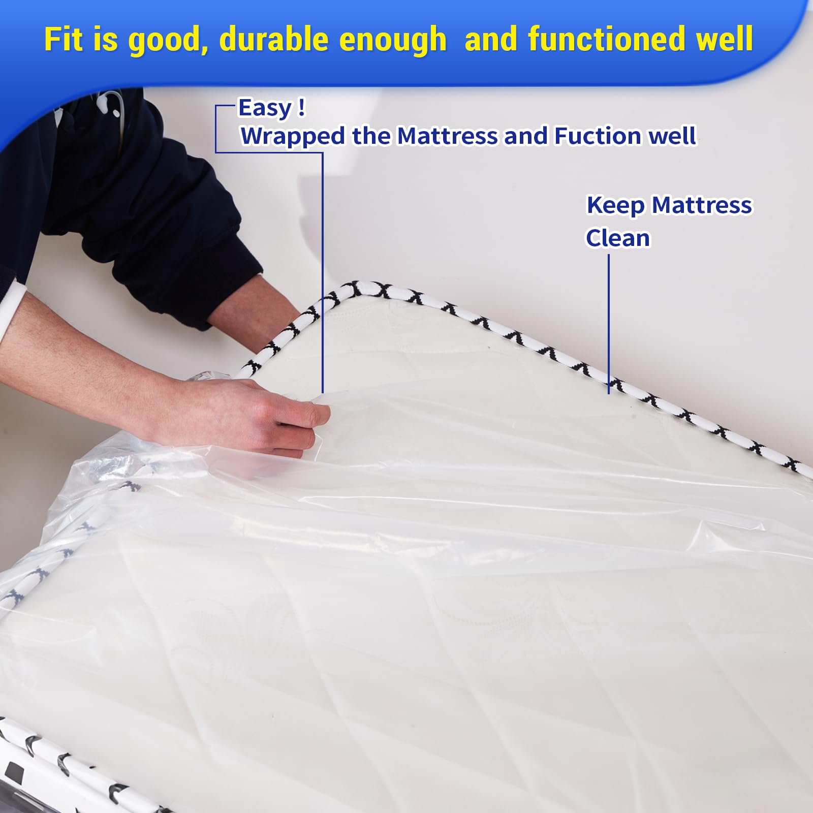 HEZEFAFA 1PK Queen Size Mattress Bag for Moving, Plastic Mattress Protector Cover, Heavy-Duty Mattress Moving Cover Bags (Strong Plastic, Queen)