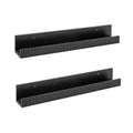 Kate and Laurel Furrow Modern Wood Photo Display Ledges; Set of 2; 24 Inches; Black; Scalloped Floating Picture Ledge Shelf Set with Lip for Use as Nursery Book Shelves or Gallery Wall Decor
