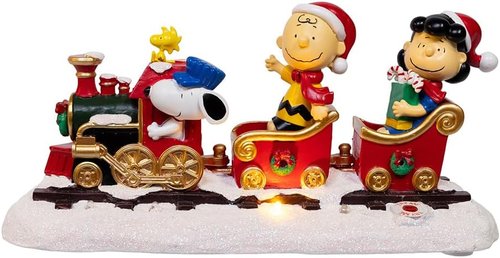 Kurt Adler Battery Operated Peanuts Musical Train | Festive Table Décor for Holiday Cheer